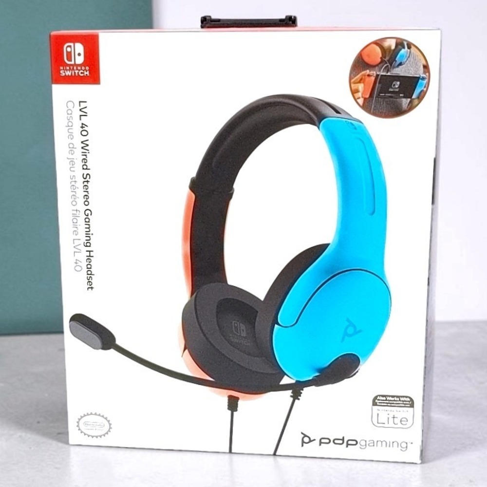 PDP Gaming LVL40 Wired Stereo Headset Nintendo Switch Blue Orange 500-162-BLRD